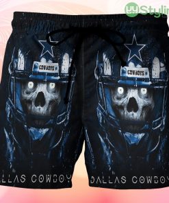 Dallas Cowboys Skull Wearing Helmet Beach Hawaiian Shorts For Men Trending Summer Product Photo 1