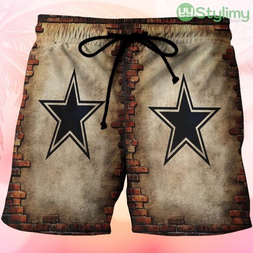 Dallas Cowboys Star Brick Wall Beach Hawaiian Shorts For Men Trending Summer Product Photo 1