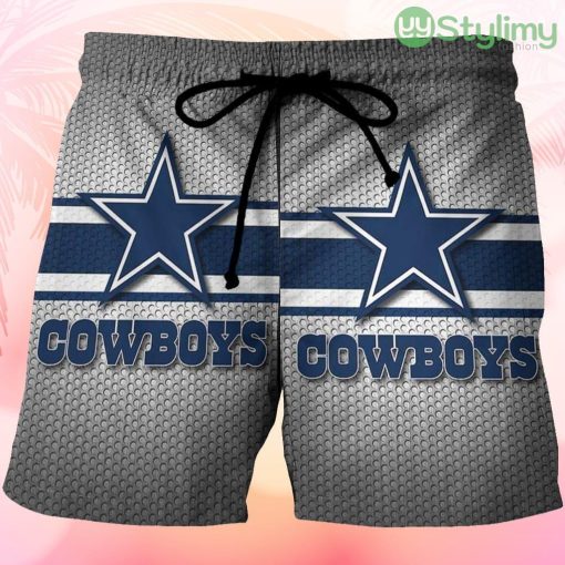 Dallas Cowboys Star Gray Beach Hawaiian Shorts For Men Trending Summer Product Photo 1