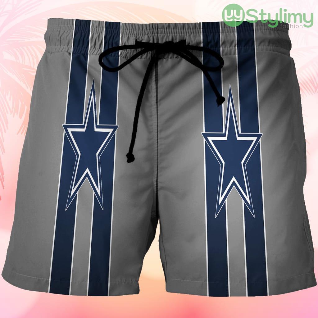 Dallas Cowboys Star Striped Gray Beach Hawaiian Shorts For Men Trending Summer 3 Dallas Cowboys Star Striped Gray Beach Hawaiian Shorts For Men Trending Summer Product Photo 1