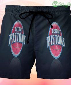 Detroit Pistons Black Beach Hawaiian Shorts For Men Trending Summer Product Photo 1