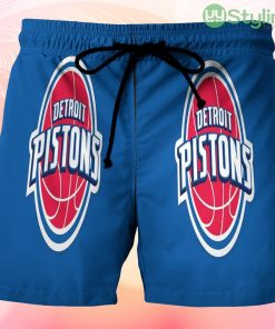 Detroit Pistons Blue Beach Hawaiian Shorts For Men Trending Summer Product Photo 1