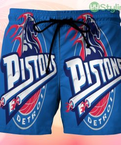 Detroit Pistons Horse Blue Beach Hawaiian Shorts For Men Trending Summer Product Photo 1