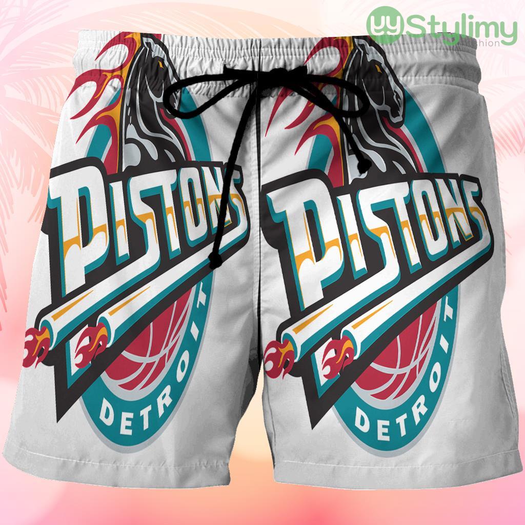 Detroit Pistons Horse White Beach Hawaiian Shorts For Men Trending Summer 3 Detroit Pistons Horse White Beach Hawaiian Shorts For Men Trending Summer Product Photo 1