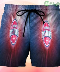 Detroit Pistons Red Blue Galaxy Beach Hawaiian Shorts For Men Trending Summer Product Photo 1
