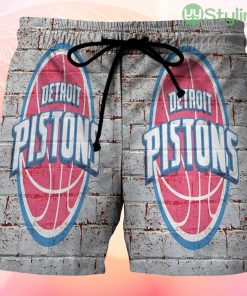 Detroit Pistons White Brick Wall Beach Hawaiian Shorts For Men Trending Summer Product Photo 1