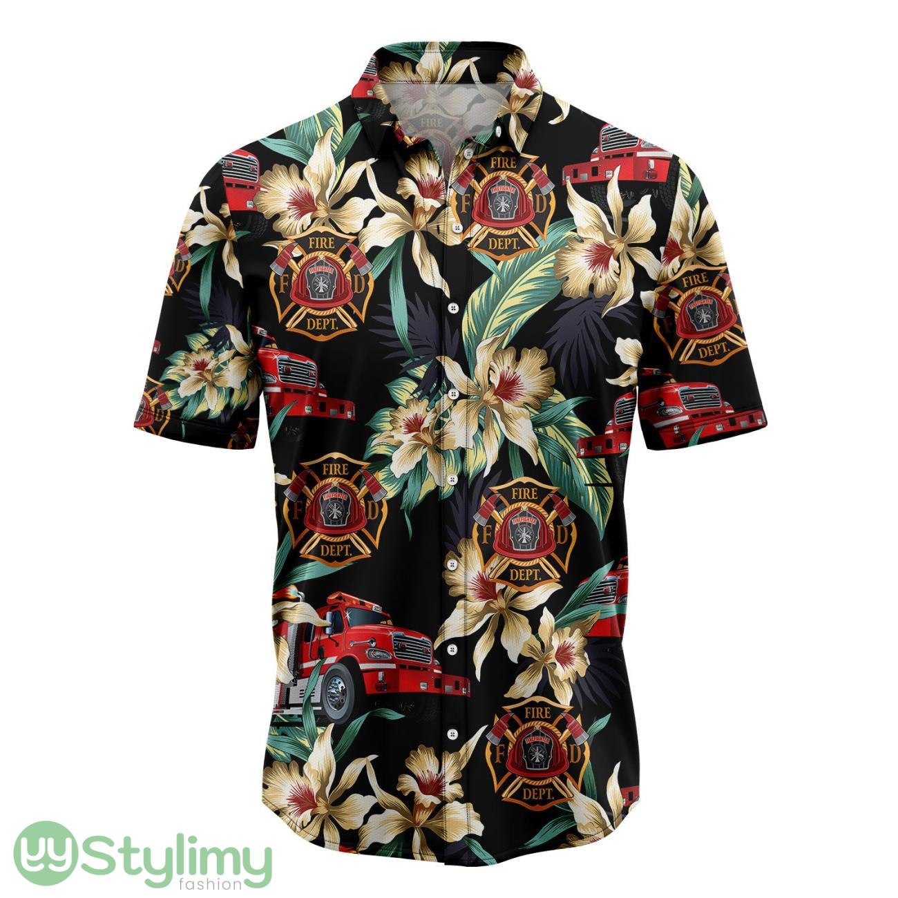 Firefighter Floral Vintage 3D Hawaiian Shirt Summer Vacation Gift 2 Firefighter Floral Vintage 3D Hawaiian Shirt Summer Vacation Gift Product Photo 1