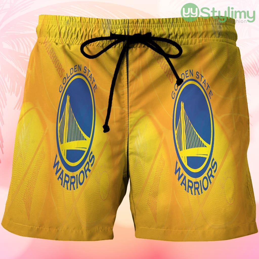 Golden State Warriors Emblem Texture Ball Beach Hawaiian Shorts For Men Trending Summer 3 Golden State Warriors Emblem Texture Ball Beach Hawaiian Shorts For Men Trending Summer Product Photo 1