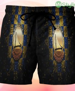 Golden State Warriors Emblem Texture Pattern2 Beach Hawaiian Shorts For Men Trending Summer Product Photo 1