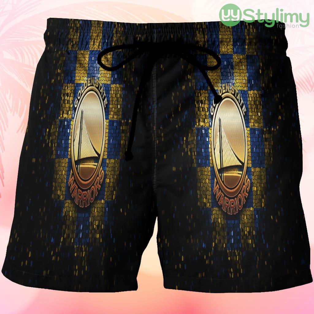Golden State Warriors Emblem Texture Pattern2 Beach Hawaiian Shorts For Men Trending Summer 3 Golden State Warriors Emblem Texture Pattern2 Beach Hawaiian Shorts For Men Trending Summer Product Photo 1