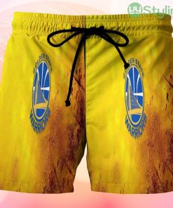 Golden State Warriors Emblem Texture4 Beach Hawaiian Shorts For Men Trending Summer Product Photo 1
