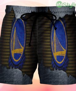 Golden State Warriors Emblem Texture4 Pattern Metal Beach Hawaiian Shorts For Men Trending Summer Product Photo 1