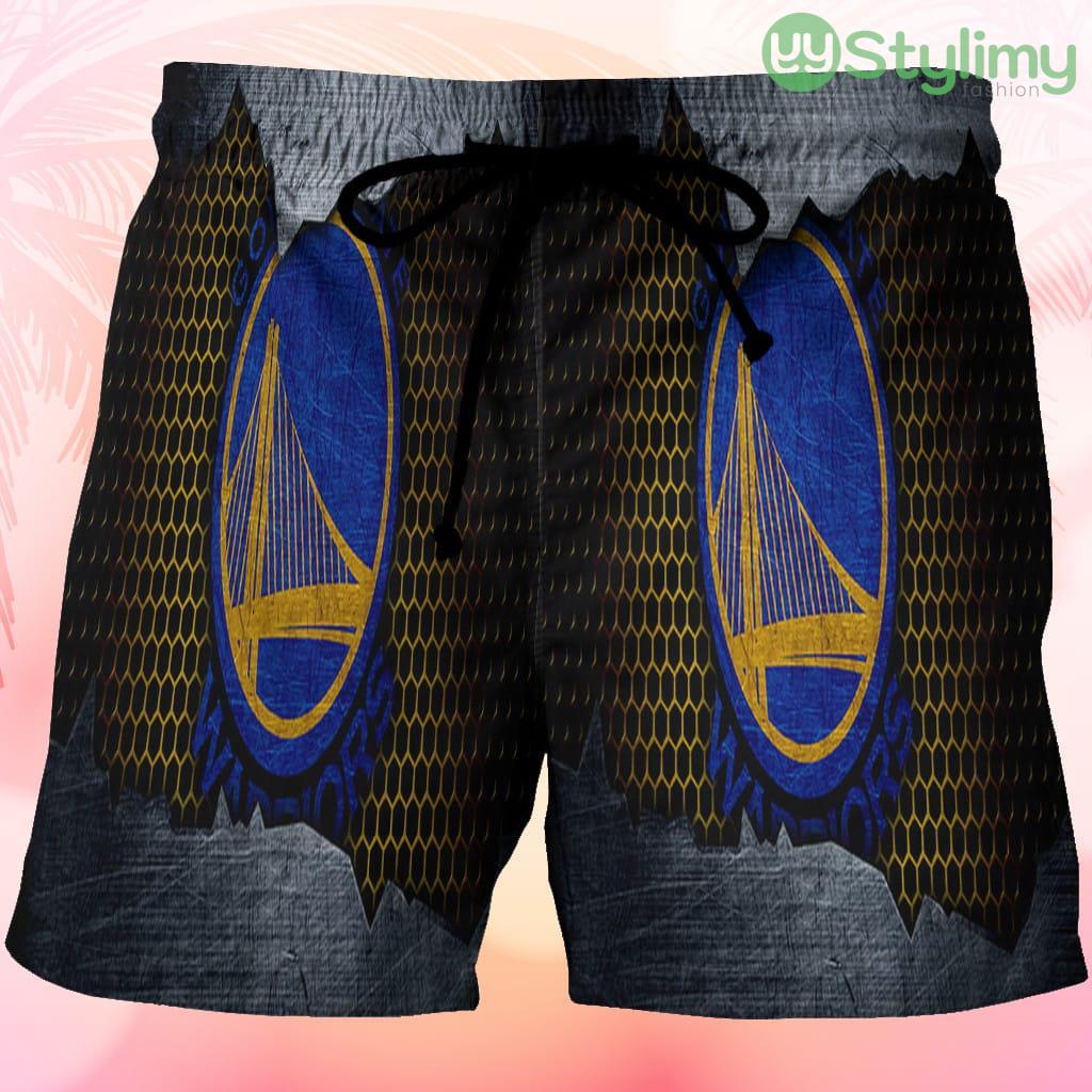 Golden State Warriors Emblem Texture4 Pattern Metal Beach Hawaiian Shorts For Men Trending Summer 3 Golden State Warriors Emblem Texture4 Pattern Metal Beach Hawaiian Shorts For Men Trending Summer Product Photo 1