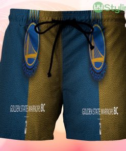 Golden State Warriors Emblem Texture6 Beach Hawaiian Shorts For Men Trending Summer Product Photo 1