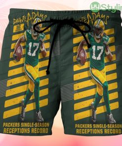 Green Bay Packers Davante Adams no17 v7 Beach Hawaiian Shorts For Men Trending Summer Product Photo 1