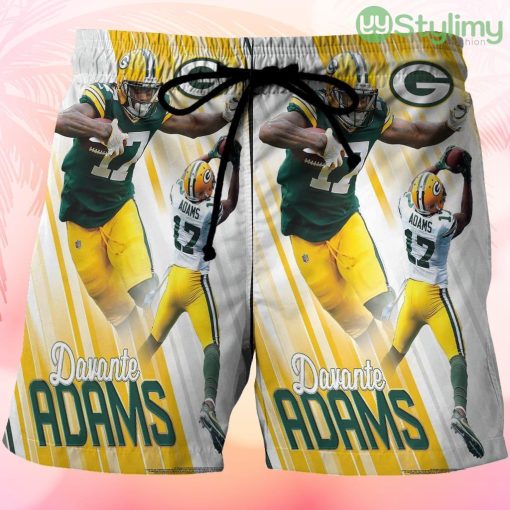 Green Bay Packers Davante Adams no17 v8 Beach Hawaiian Shorts For Men Trending Summer Product Photo 1