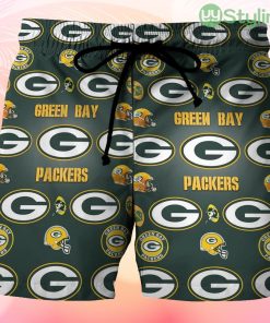 Green Bay Packers Emblem Seamless Beach Hawaiian Shorts For Men Trending Summer Product Photo 1