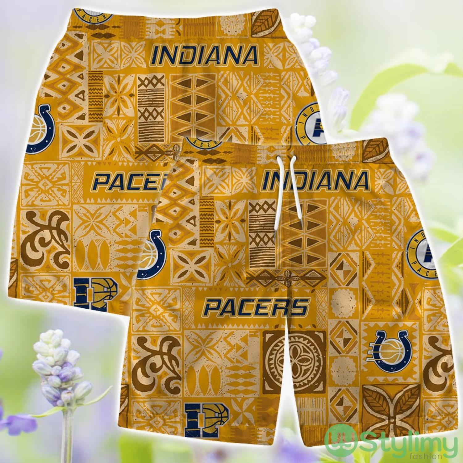 Indiana Pacers Hawaii Set Summer Pattern 3D Hawaiian Shirt And Shorts 3 Indiana Pacers Hawaii Set Summer Pattern 3D Hawaiian Shirt And Shorts Product Photo 3