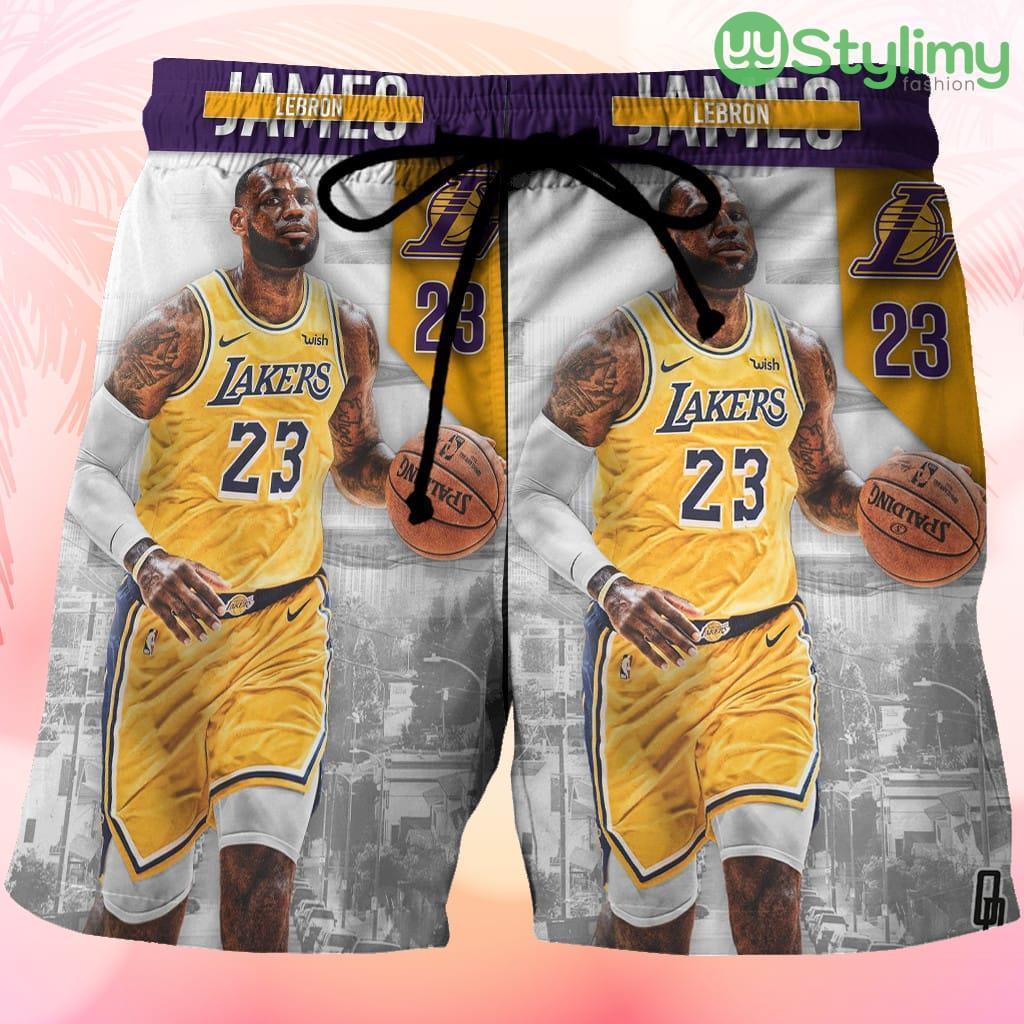 Los Angeles Lakers 23 Lebron James v44 Beach Hawaiian Shorts For Men Trending Summer 3 Los Angeles Lakers 23 Lebron James v44 Beach Hawaiian Shorts For Men Trending Summer Product Photo 1