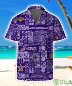 Los Angeles Lakers Hawaii Set Summer Pattern 3D Hawaiian Shirt And Shorts Product Photo 1
