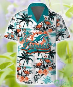 Miami Dolphins Short Sleeve Shirt Pattern Flamingo Hibiscus Combo Hawaiian Shirt And Shorts Product Photo 1