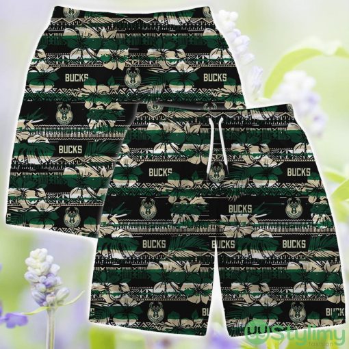 Milwaukee Bucks Hawaii Set Pattern Vintage 3D Hawaiian Shirt And Shorts Product Photo 3