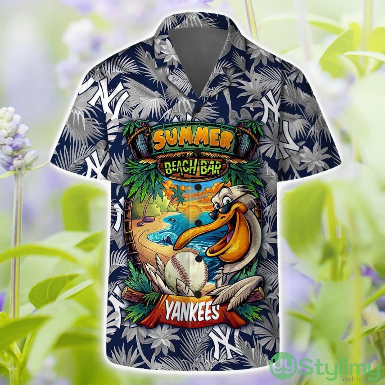 New York Yankees Short Sleeve Shirt Pattern Summer Beach Bar Combo Hawaiian Shirt And Shorts 4 New York Yankees Short Sleeve Shirt Pattern Summer Beach Bar Combo Hawaiian Shirt And Shorts Product Photo 1