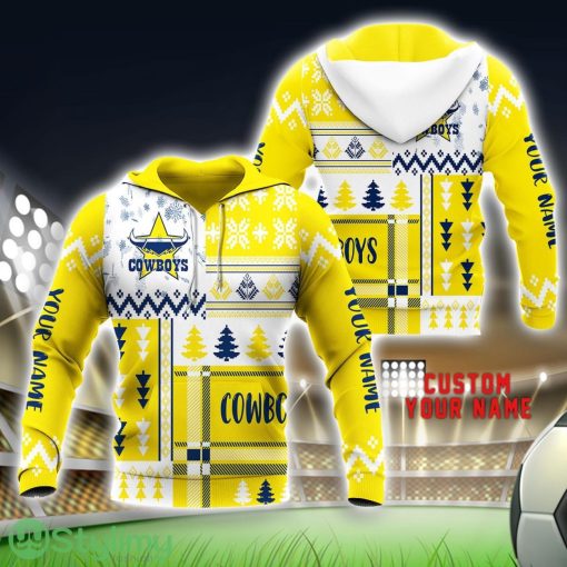North Queensland Cowboys Custom Name Full Printed 3D Hoodie Christmas Pattern Unisex Hoodie