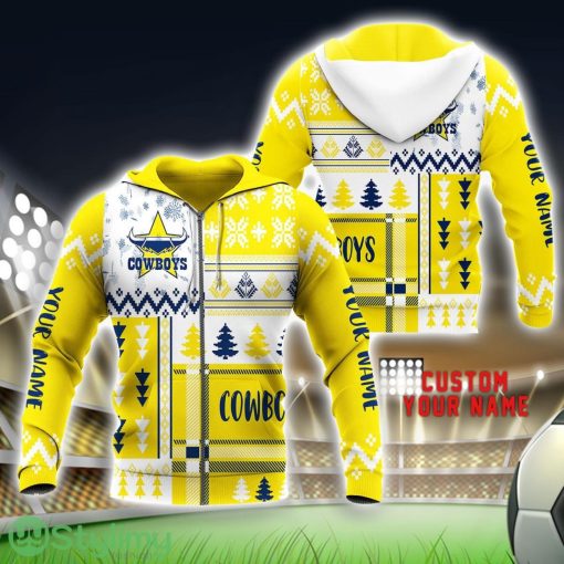 North Queensland Cowboys Custom Name Full Printed 3D Hoodie Christmas Pattern Unisex Hoodie