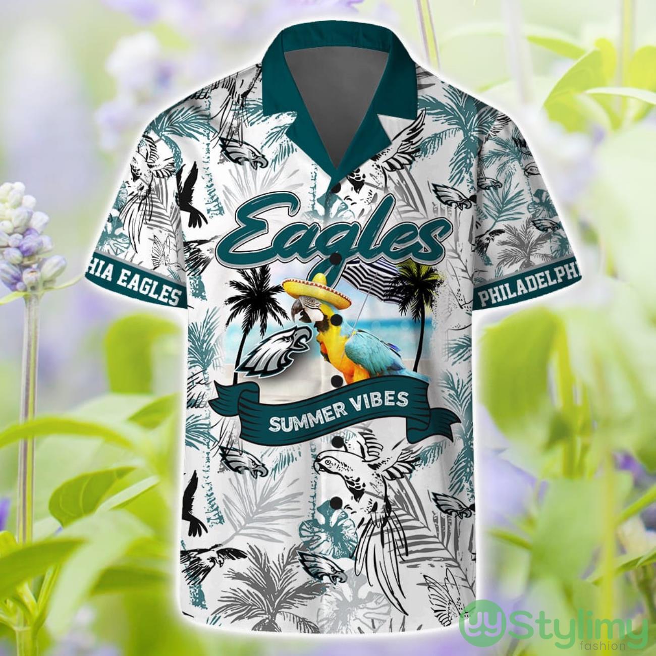 Philadelphia Eagles Short Sleeve Shirt Pattern Parrot Beach Combo Hawaiian Shirt And Shorts 4 Philadelphia Eagles Short Sleeve Shirt Pattern Parrot Beach Combo Hawaiian Shirt And Shorts Product Photo 1