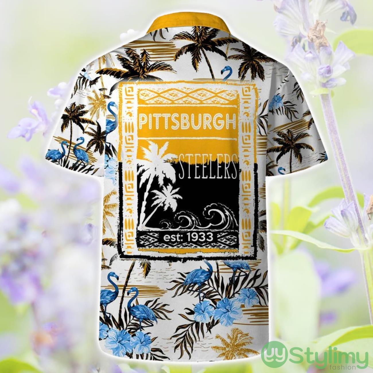 Pittsburgh Steelers Short Sleeve Shirt Pattern Flamingo Hibiscus Combo Hawaiian Shirt And Shorts 2 Pittsburgh Steelers Short Sleeve Shirt Pattern Flamingo Hibiscus Combo Hawaiian Shirt And Shorts Product Photo 2