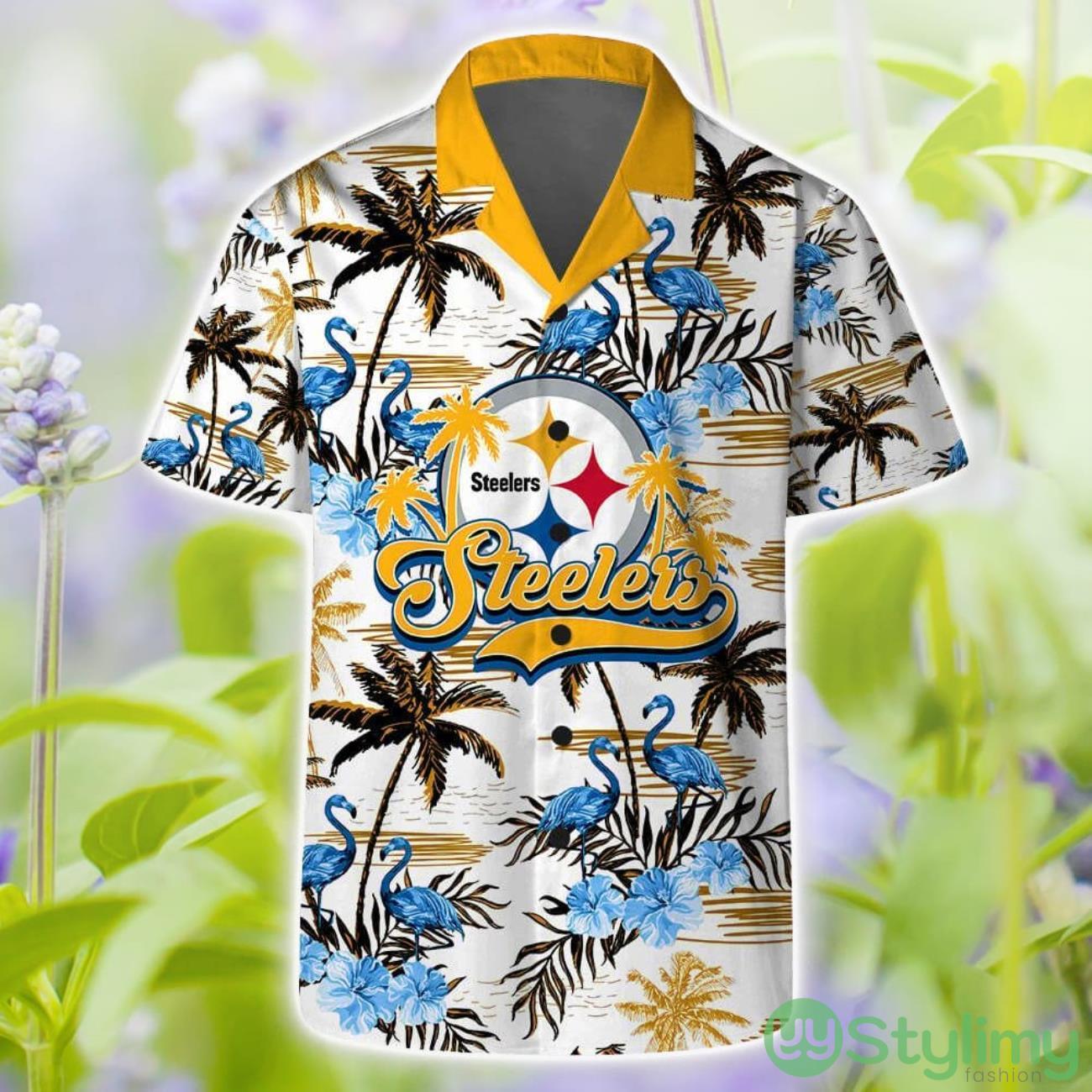 Pittsburgh Steelers Short Sleeve Shirt Pattern Flamingo Hibiscus Combo Hawaiian Shirt And Shorts 4 Pittsburgh Steelers Short Sleeve Shirt Pattern Flamingo Hibiscus Combo Hawaiian Shirt And Shorts Product Photo 1