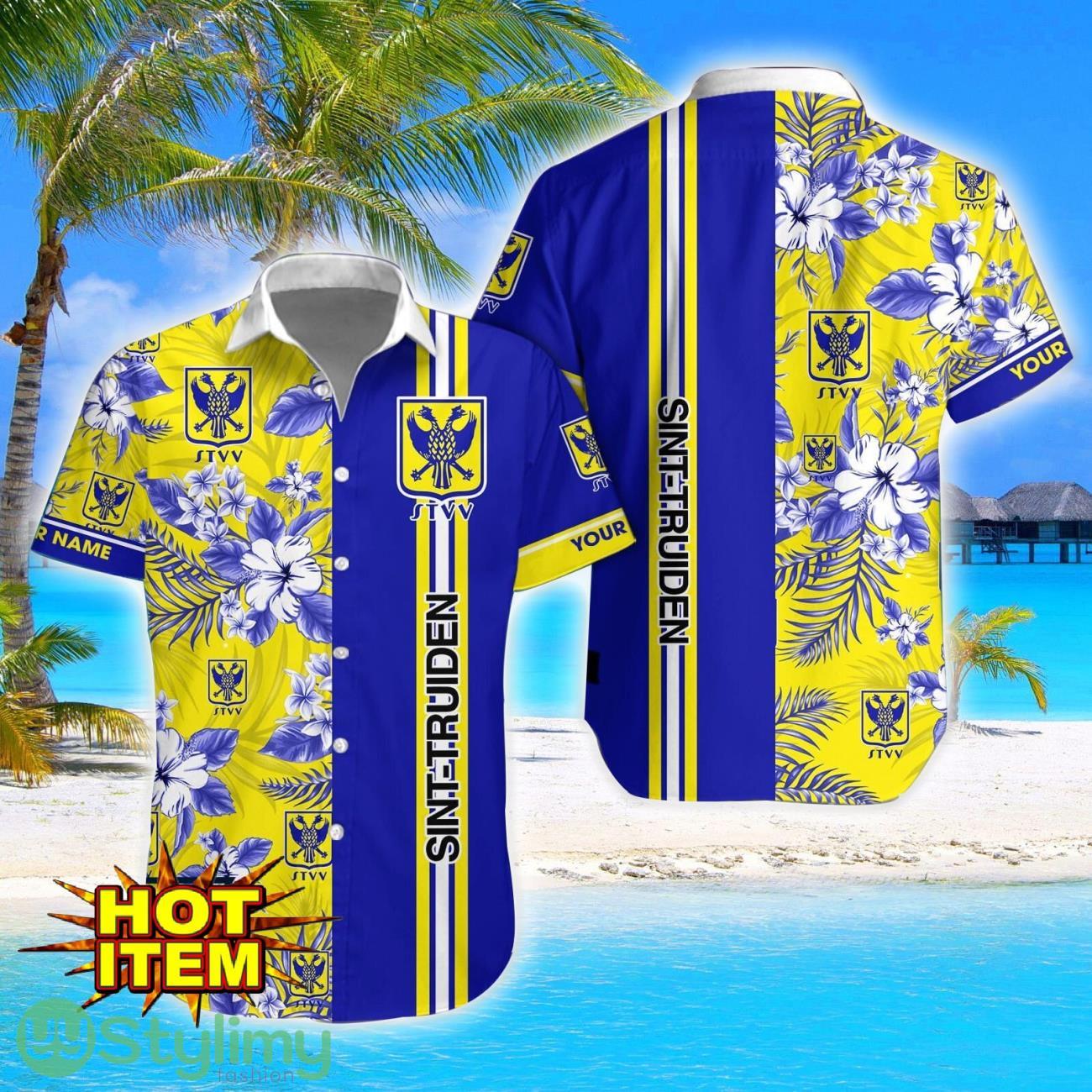 Sint-Truidense V.V Tropical Aloha Hawaiian Shirt And Shorts Custom Name 3 Sint-Truidense V.V Tropical Aloha Hawaiian Shirt And Shorts Custom Name Product Photo 1