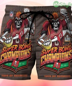 Tampa Bay Buccaneers Skull v50 Beach Hawaiian Shorts For Men Trending Summer Product Photo 1