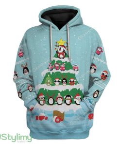 Ugly Cute Penguin Christmas Tree Custom Hoodie 3D Alll Over Print Gift For Christmas Product Photo 1