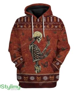 Ugly Skull Monarch Butterfly Custom Hoodie 3D Alll Over Print Gift For Christmas Product Photo 1