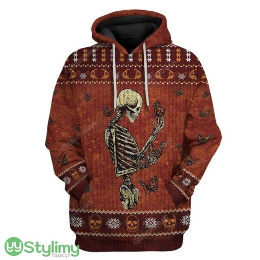 Ugly Skull Monarch Butterfly Custom Hoodie 3D Alll Over Print Gift For Christmas Product Photo 1