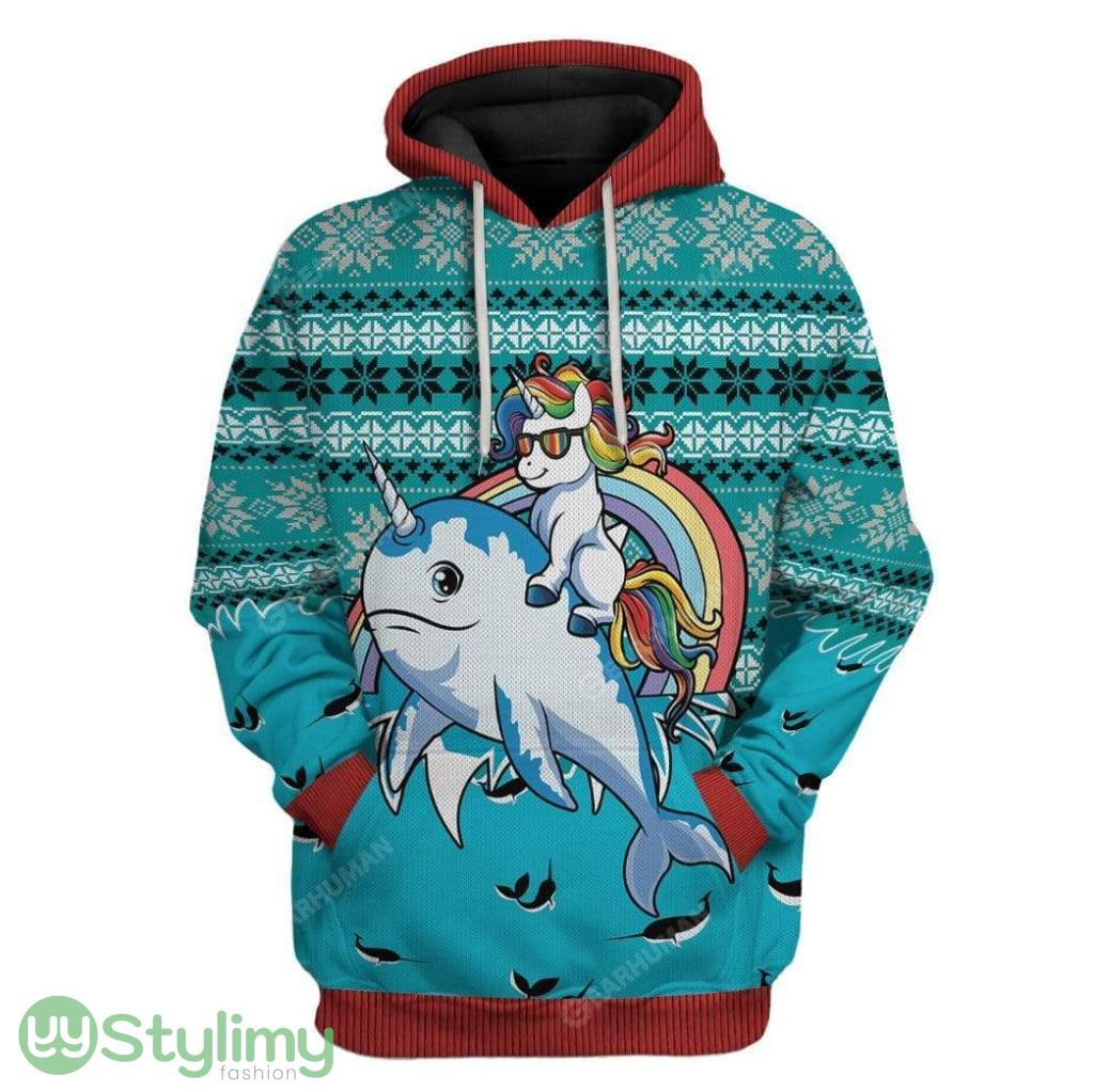 Ugly Unicorn Riding Narwhal Christmas Custom Hoodie 3D Alll Over Print Gift For Christmas 6 Ugly Unicorn Riding Narwhal Christmas Custom Hoodie 3D Alll Over Print Gift For Christmas Product Photo 1