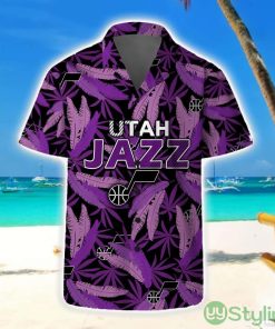 Utah Jazz Summer Hawaii Team Shirt Pattern Leaves Vintage Art Hawaiian Shirts And Beach Shorts Product Photo 1