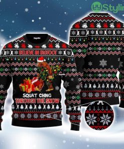 Believe In Bigfoot Squat Ugly Christmas Sweater 3D Best Gift Christmas Product Photo 1