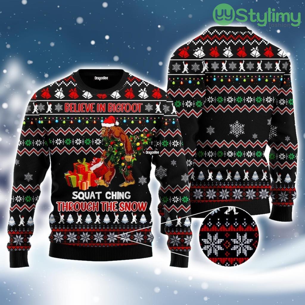 Believe In Bigfoot Squat Ugly Christmas Sweater 3D Best Gift Christmas 3 Believe In Bigfoot Squat Ugly Christmas Sweater 3D Best Gift Christmas Product Photo 1