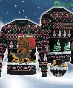 Big Foot And Dog Walking Ugly Christmas Sweater 3D Best Gift Christmas Product Photo 1