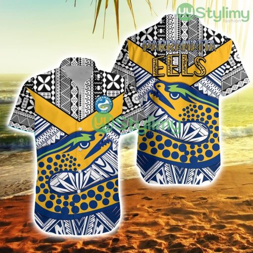 Eels Rugby Hawaiian Shirt Polynesian Tapa Pattern Premiers Trending Summer Product Photo 1