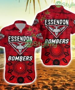 Essendon Bombers Anzac Hawaiian Shirt Indigenous Vibes Red Trending Summer Product Photo 1
