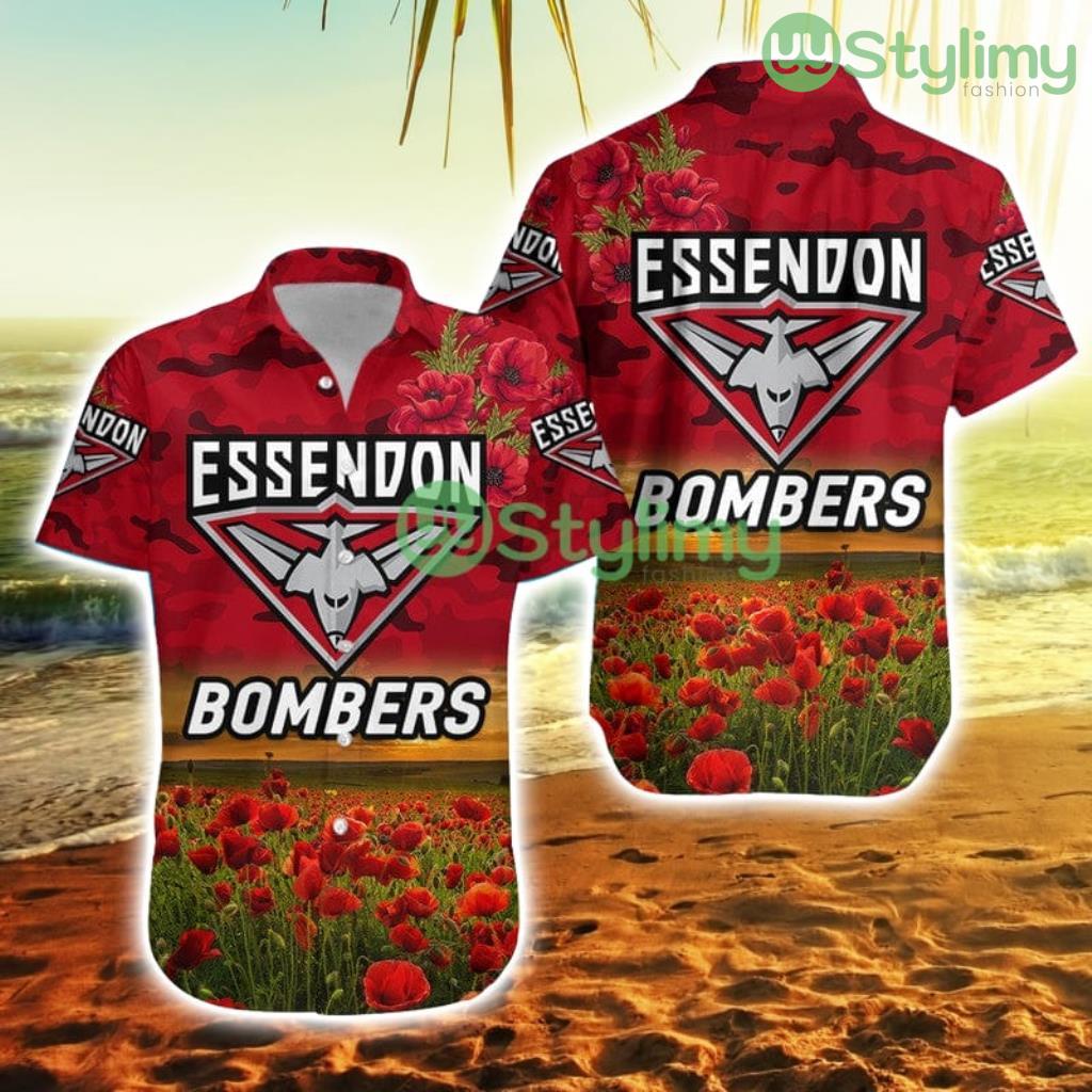 Essendon Bombers Anzac Hawaiian Shirt Poppy Vibes Red Trending Summer 2 Essendon Bombers Anzac Hawaiian Shirt Poppy Vibes Red Trending Summer Product Photo 1