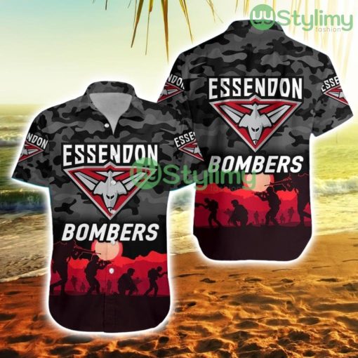Essendon Bombers Anzac Hawaiian Shirt Simple Style Black Trending Summer Product Photo 1