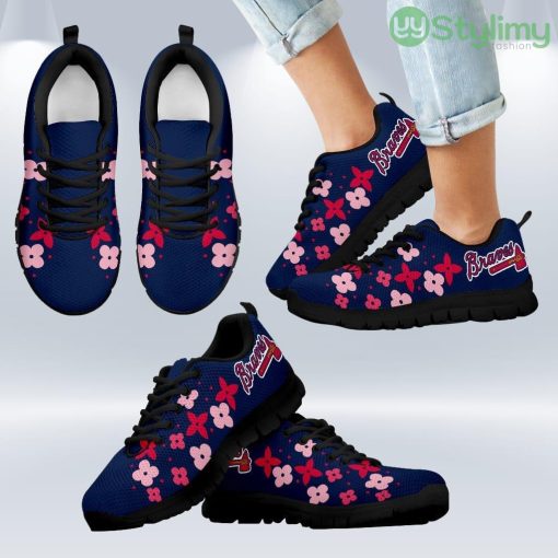 Flowers Pattern Atlanta Braves Sneakers Shoes Gift For Men And Women Product Photo 1