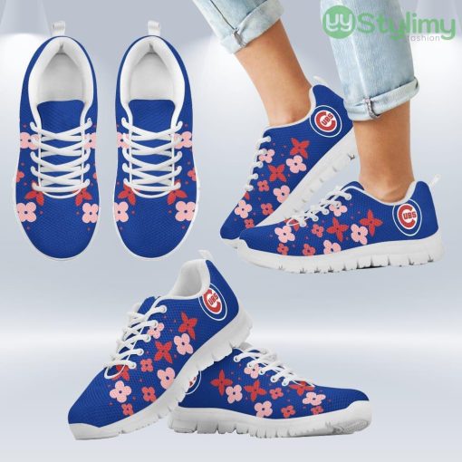 Flowers Pattern Chicago Cubs Sneakers Shoes Gift For Men And Women Product Photo 2