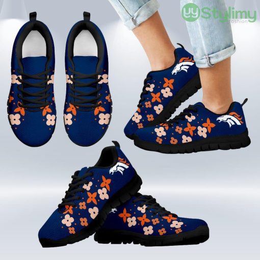 Flowers Pattern Denver Broncos Sneakers Shoes Gift For Men And Women Product Photo 1