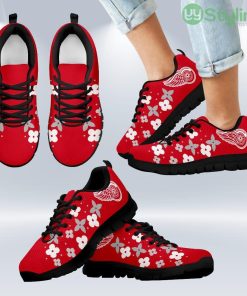 Flowers Pattern Detroit Red Wings Sneakers Shoes Gift For Men And Women Product Photo 1